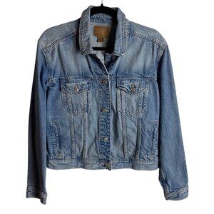 American Eagle Women's Size M Jean Jacket Denim Light Wash Cropped Western Boho